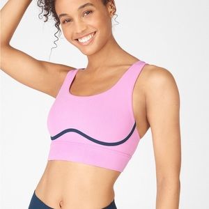 Fabletics Freya SculptKnit Sports Bra Size Small Lilac and Navy